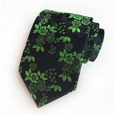 Gravata Floral Vibrante Verde Preto SK965